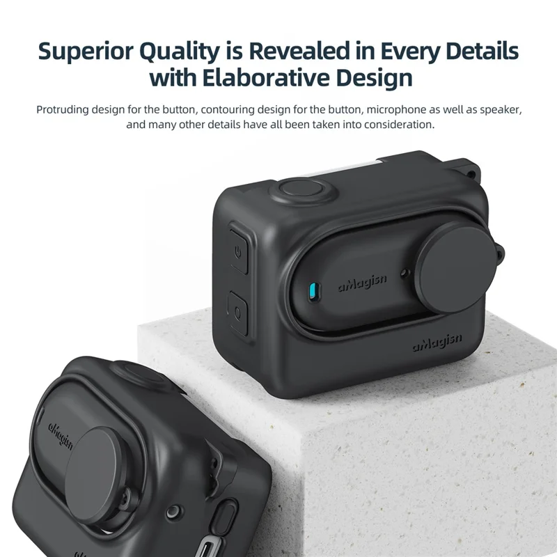 AMAGISN Para Insta360 GO 3 Capa Protetora de Silicone Anti-queda - Preta