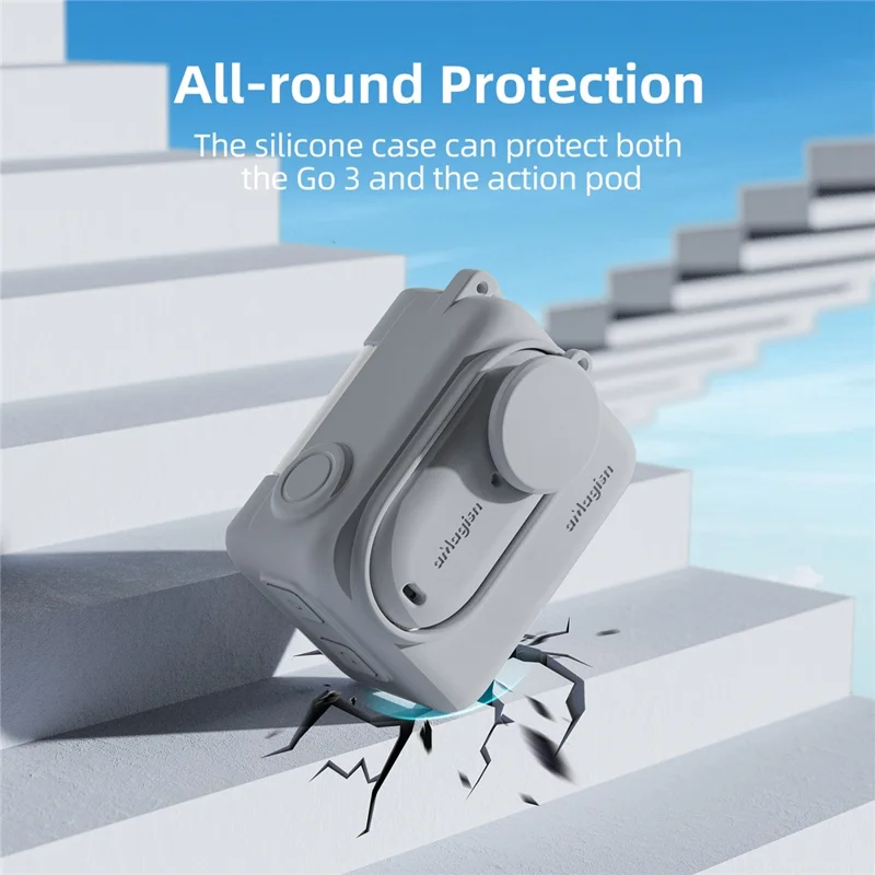 AMAGISN Für Insta360 GO 3 Silikon Anti-Sturz-Gehäuse Kamera Schutzhülle - Grau