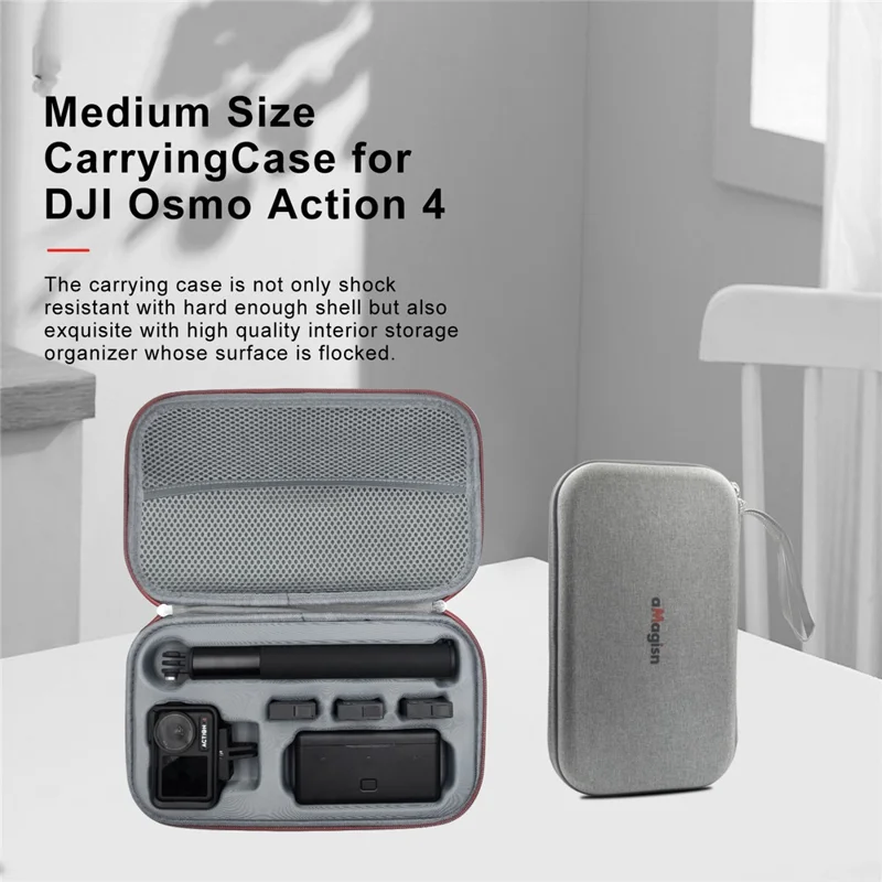 AMAGISN For DJI Osmo Action 4 / 3 Sports Camera Portable EVA+Cloth Storage Bag Shockproof Carrying Case