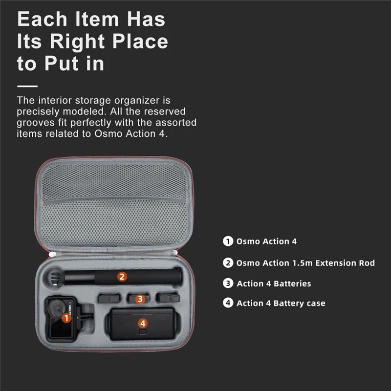 AMAGISN For DJI Osmo Action 4 / 3 Sports Camera Portable EVA+Cloth Storage Bag Shockproof Carrying Case
