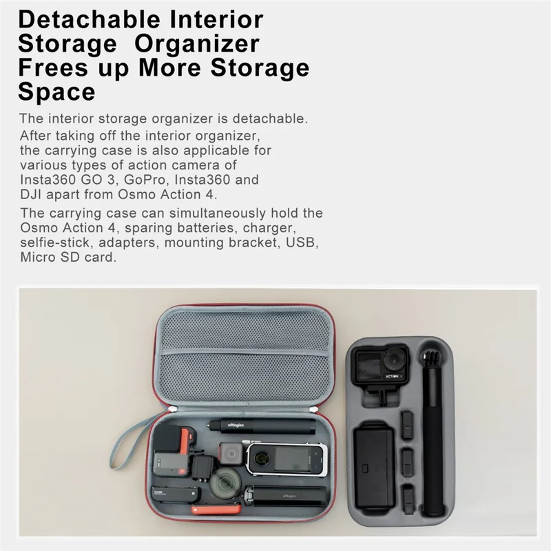 AMAGISN For DJI Osmo Action 4 / 3 Sports Camera Portable EVA+Cloth Storage Bag Shockproof Carrying Case