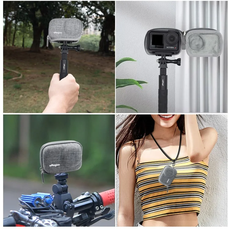 AMAGISN Pour DJI Osmo Action 4 / 3 Sac de rangement pour le corps de la caméra Sac de protection antichoc en EVA+Fleece