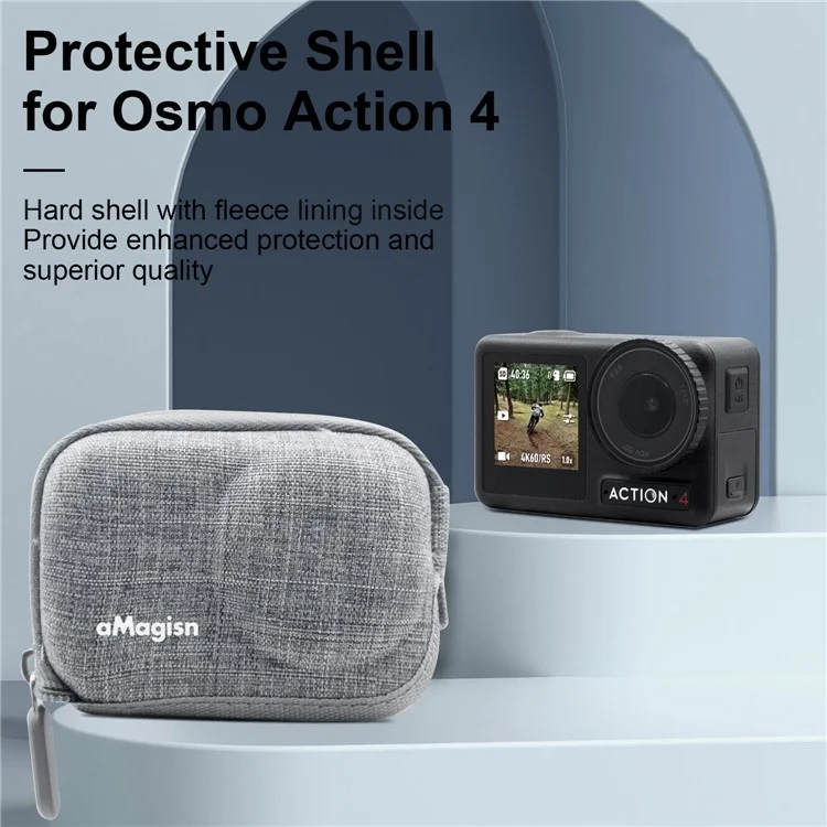AMAGISN Pour DJI Osmo Action 4 / 3 Sac de rangement pour le corps de la caméra Sac de protection antichoc en EVA+Fleece