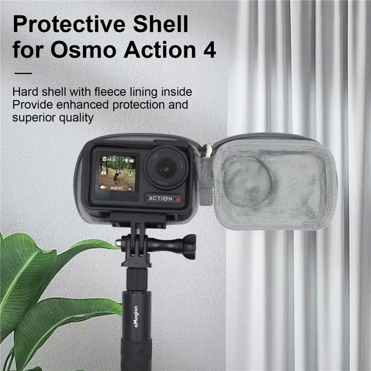 AMAGISN Pour DJI Osmo Action 4 / 3 Sac de rangement pour le corps de la caméra Sac de protection antichoc en EVA+Fleece