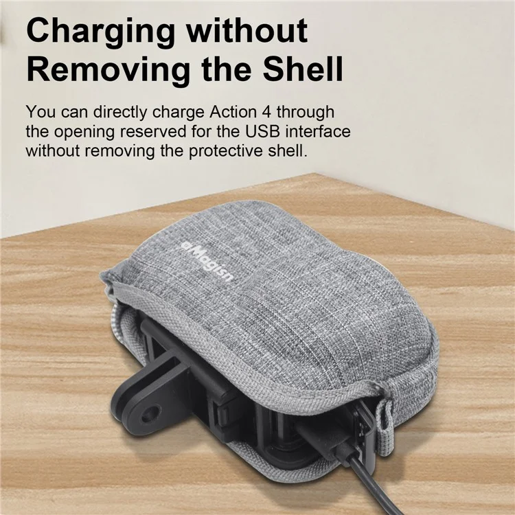 AMAGISN Pour DJI Osmo Action 4 / 3 Sac de rangement pour le corps de la caméra Sac de protection antichoc en EVA+Fleece