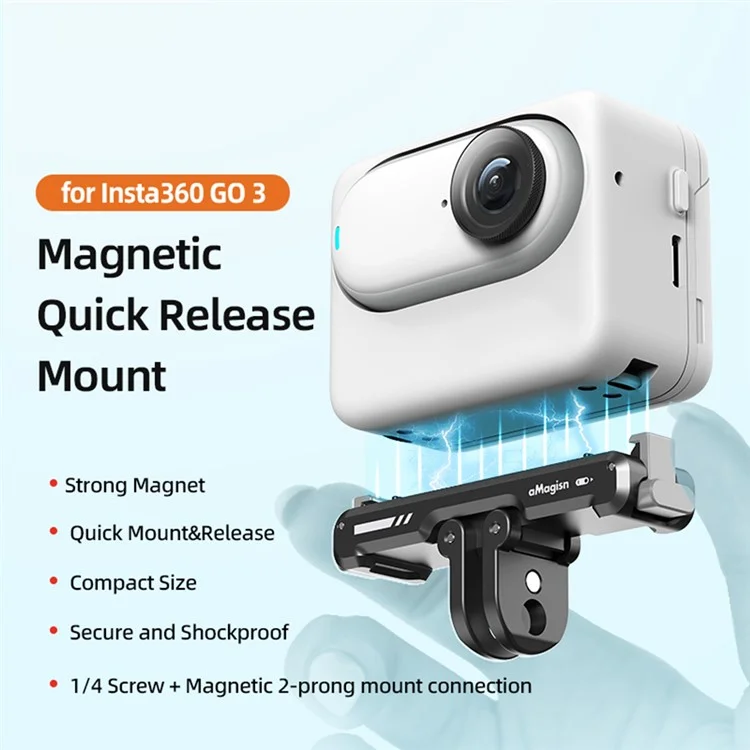 AMASIGN Magnetic Quick Release Mount for Insta360 GO 3 Camera Foldable 1 / 4" Adapter Bracket