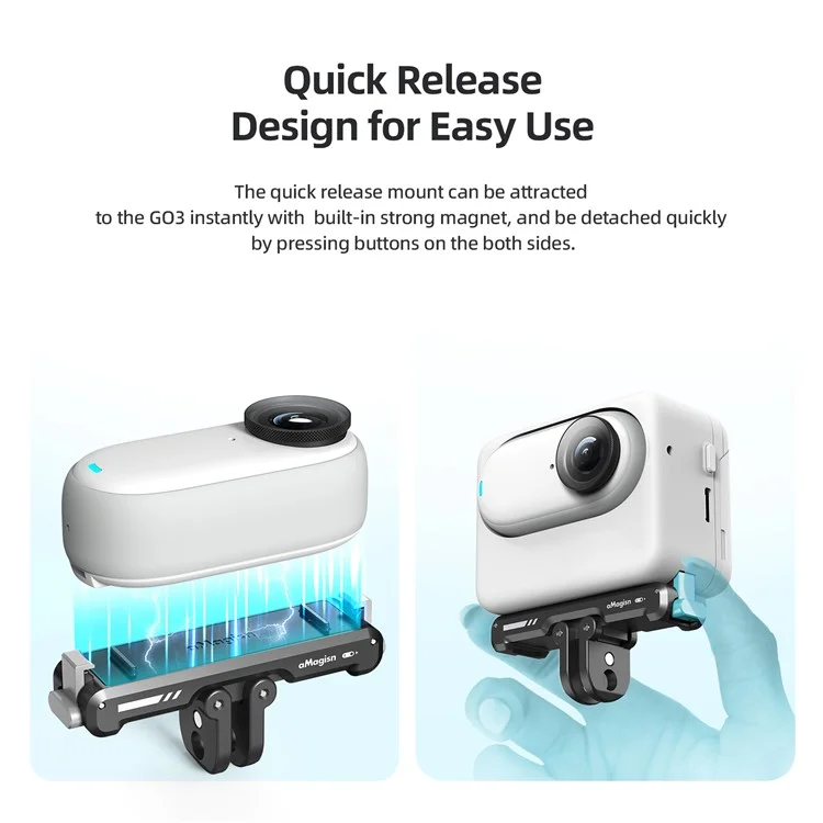 AMASIGN Magnetic Quick Release Mount for Insta360 GO 3 Camera Foldable 1 / 4" Adapter Bracket