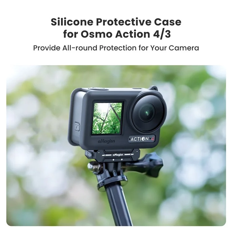 AMAGISN Silikon-Hülle für DJI Osmo Action 4 / 3 Action Kamera, kratzfester Schutzüberzug - Schwarz