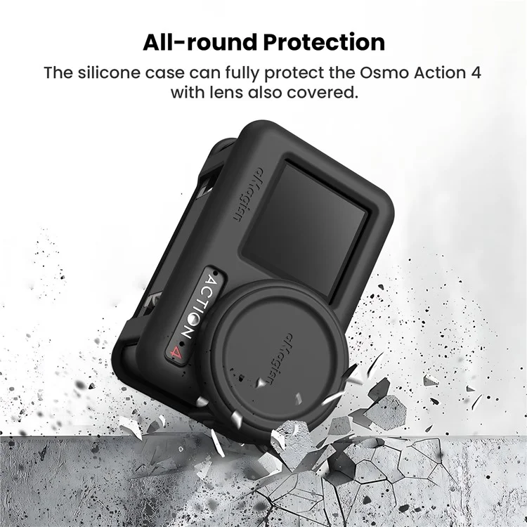 AMAGISN Silikon-Hülle für DJI Osmo Action 4 / 3 Action Kamera, kratzfester Schutzüberzug - Schwarz