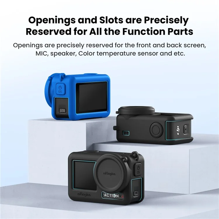 AMAGISN Silikon-Hülle für DJI Osmo Action 4 / 3 Action Kamera, kratzfester Schutzüberzug - Schwarz