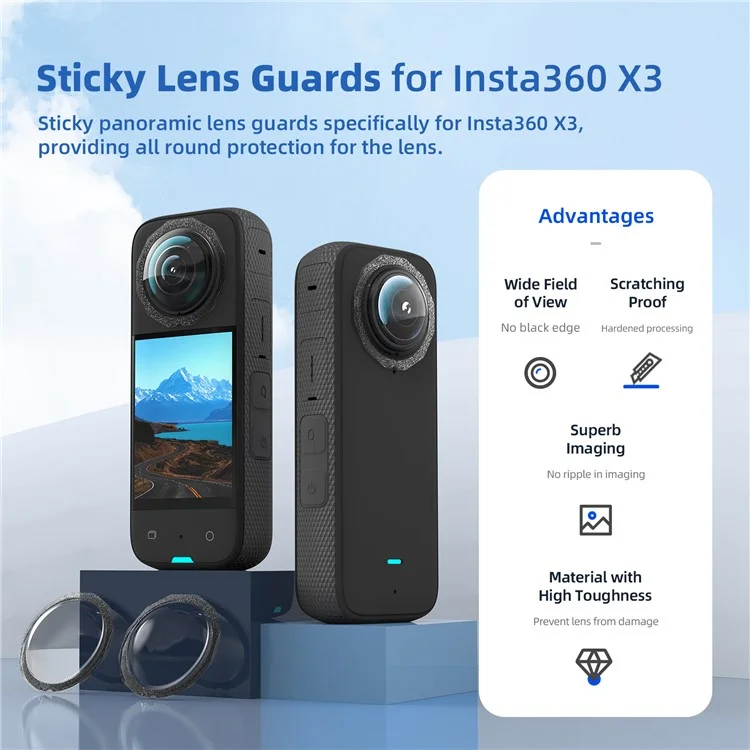 AMAGISN 1 Paio di Protezioni per Lente in PMMA per Fotocamera Insta360 X3 Anti-graffio
