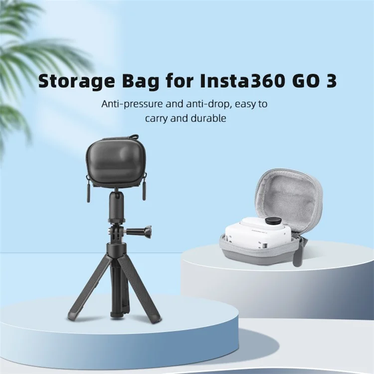 BRDRC For Insta360 GO3 Sports Camera Storage Bag Portable Protective Case with Carabiner - Black