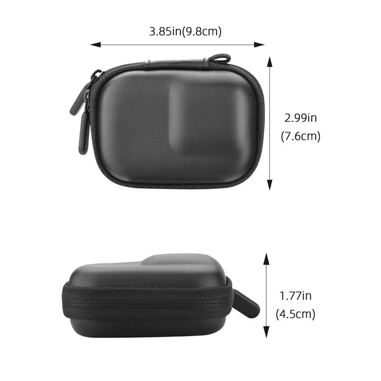 BRDRC Storage Bag for Osmo Action / 3 / 4 / GoPro 9 / 10 / 11 Camera PU Leather Carrying Case with Carabiner - Black