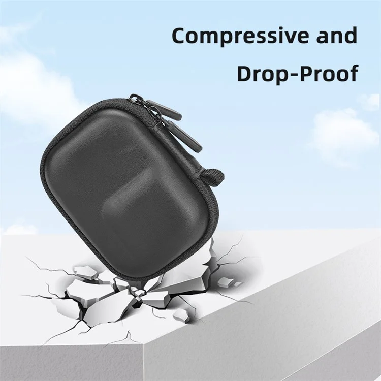 BRDRC Storage Bag for Osmo Action / 3 / 4 / GoPro 9 / 10 / 11 Camera PU Leather Carrying Case with Carabiner - Black