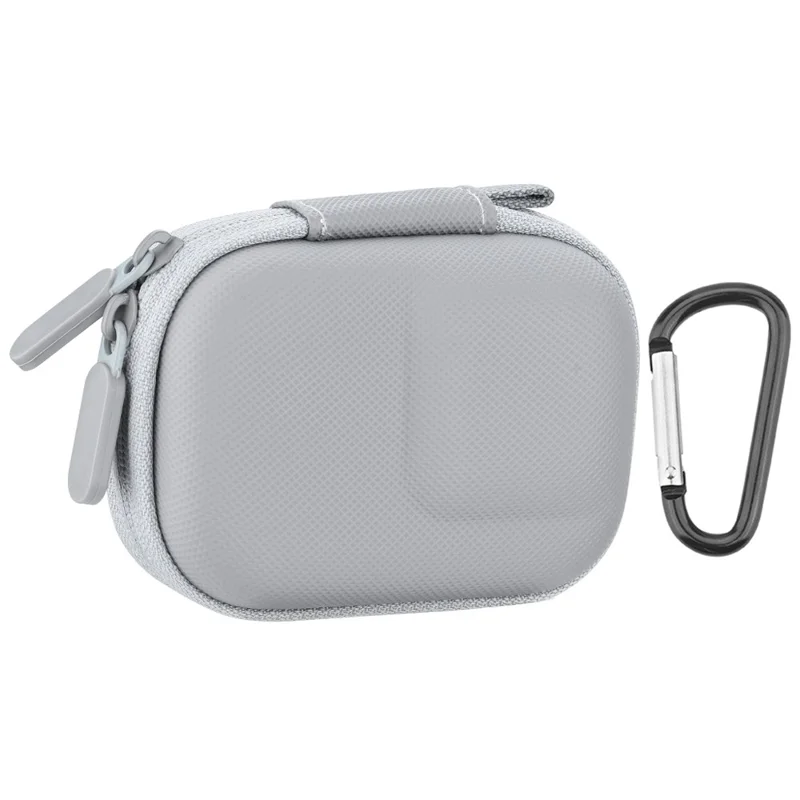 BRDRC Storage Bag for DJI Osmo Action / 3 / 4 / GoPro 9 / 10 / 11 Camera PU Leather Carrying Case with Carabiner - Grey