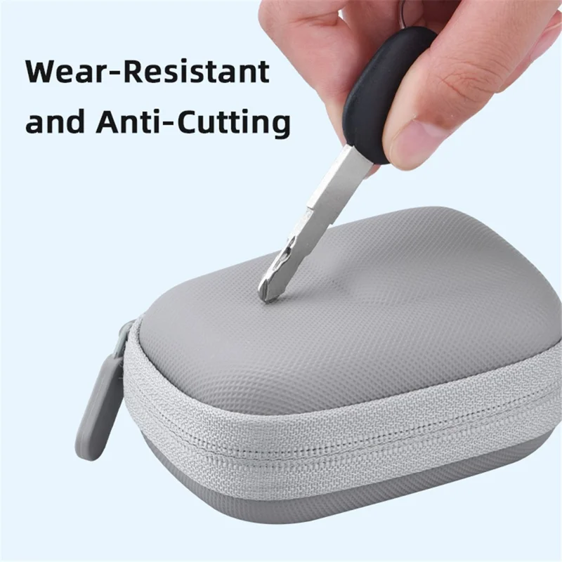 BRDRC Storage Bag for DJI Osmo Action / 3 / 4 / GoPro 9 / 10 / 11 Camera PU Leather Carrying Case with Carabiner - Grey