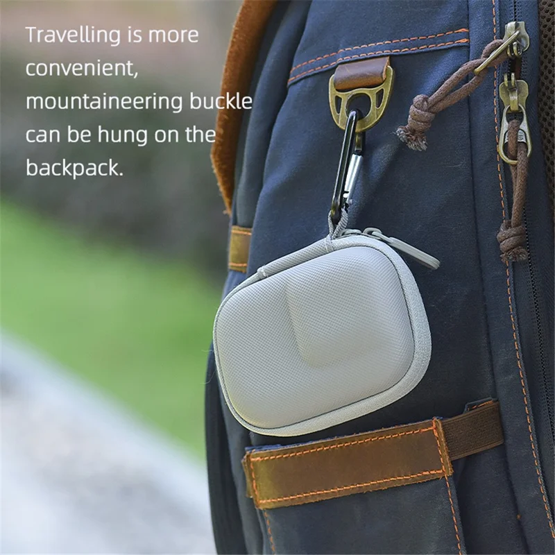 BRDRC Storage Bag for DJI Osmo Action / 3 / 4 / GoPro 9 / 10 / 11 Camera PU Leather Carrying Case with Carabiner - Grey