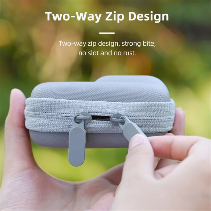 BRDRC Storage Bag for DJI Osmo Action / 3 / 4 / GoPro 9 / 10 / 11 Camera PU Leather Carrying Case with Carabiner - Grey