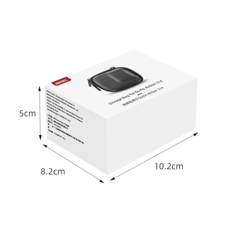 BRDRC Storage Bag for DJI Osmo Action / 3 / 4 / GoPro 9 / 10 / 11 Camera PU Leather Carrying Case with Carabiner - Grey