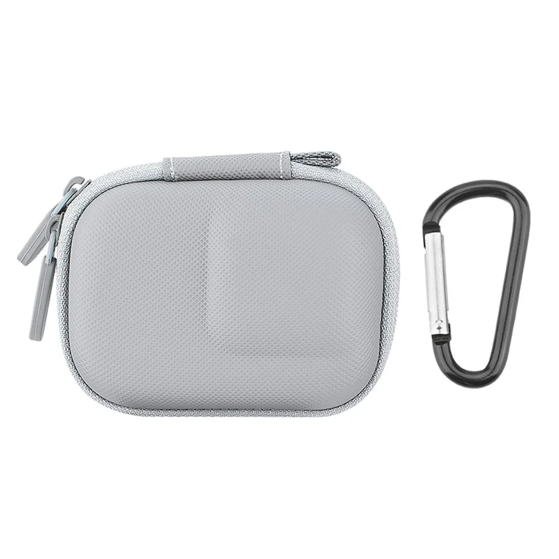 BRDRC Storage Bag for DJI Osmo Action / 3 / 4 / GoPro 9 / 10 / 11 Camera PU Leather Carrying Case with Carabiner - Grey