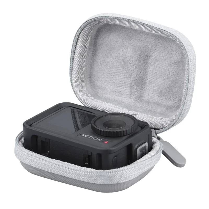 BRDRC Storage Bag for DJI Osmo Action / 3 / 4 / GoPro 9 / 10 / 11 Camera PU Leather Carrying Case with Carabiner - Grey