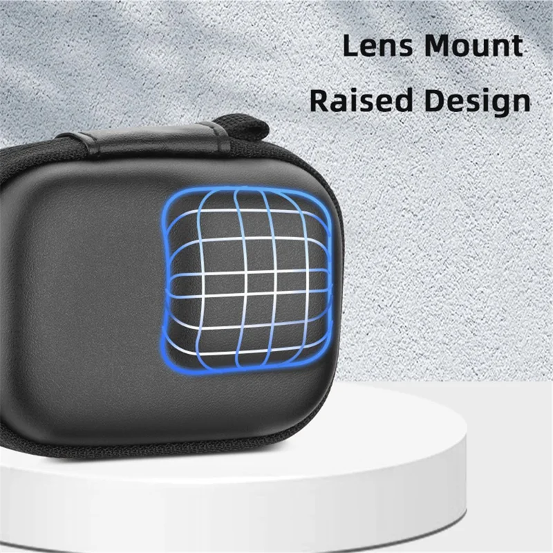 BRDRC Storage Bag for DJI Osmo Action / 3 / 4 / GoPro 9 / 10 / 11 Camera PU Leather Carrying Case with Carabiner - Grey