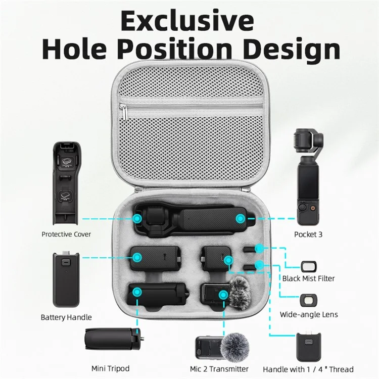 BRDRC Pour DJI Osmo Pocket 3 Sac d'épaule en cuir PU Étui de transport Doublure en peluche
