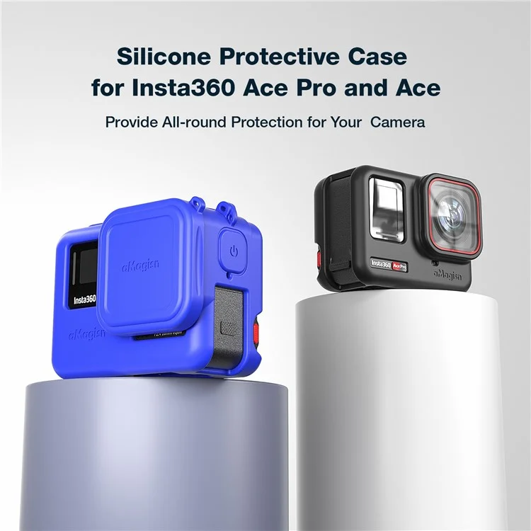 AMAGISN per Insta360 Ace Pro Action Camera Custodia in silicone Anti-graffio Copertura protettiva con 2 cinghie - Blu / per Insta360 Ace Pro