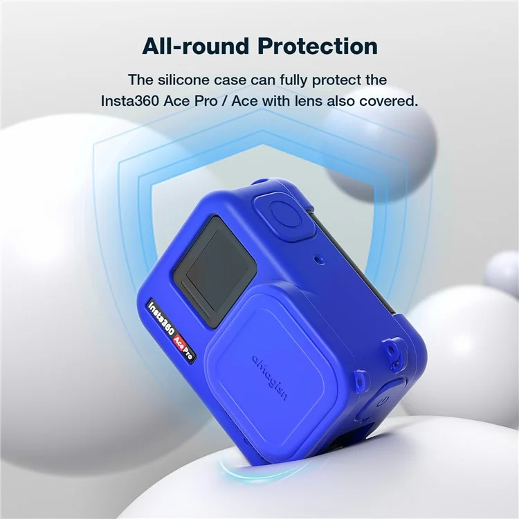 AMAGISN per Insta360 Ace Pro Action Camera Custodia in silicone Anti-graffio Copertura protettiva con 2 cinghie - Blu / per Insta360 Ace Pro