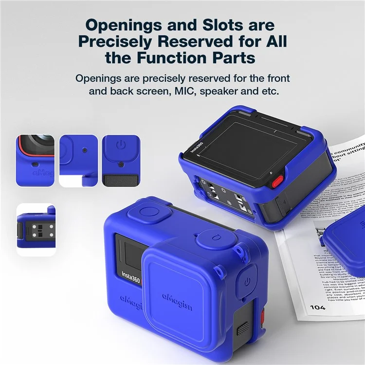 AMAGISN per Insta360 Ace Pro Action Camera Custodia in silicone Anti-graffio Copertura protettiva con 2 cinghie - Blu / per Insta360 Ace Pro
