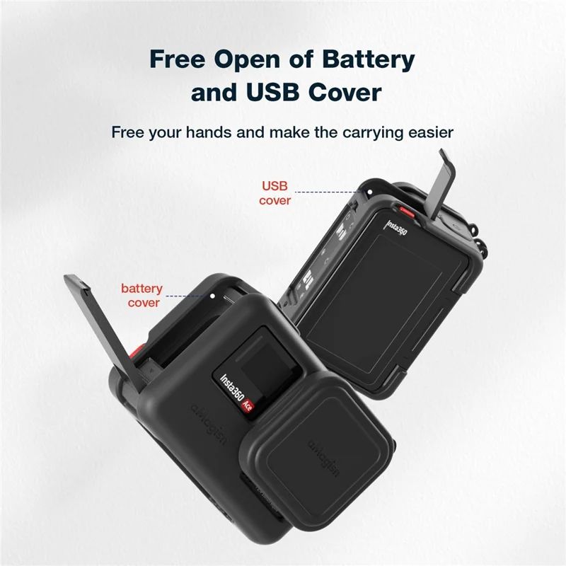 AMAGISN For Insta360 Ace Pro Action Camera Silicone Case Anti-scratch Protective Cover with 2 Straps - Black / for Insta360 Ace Pro