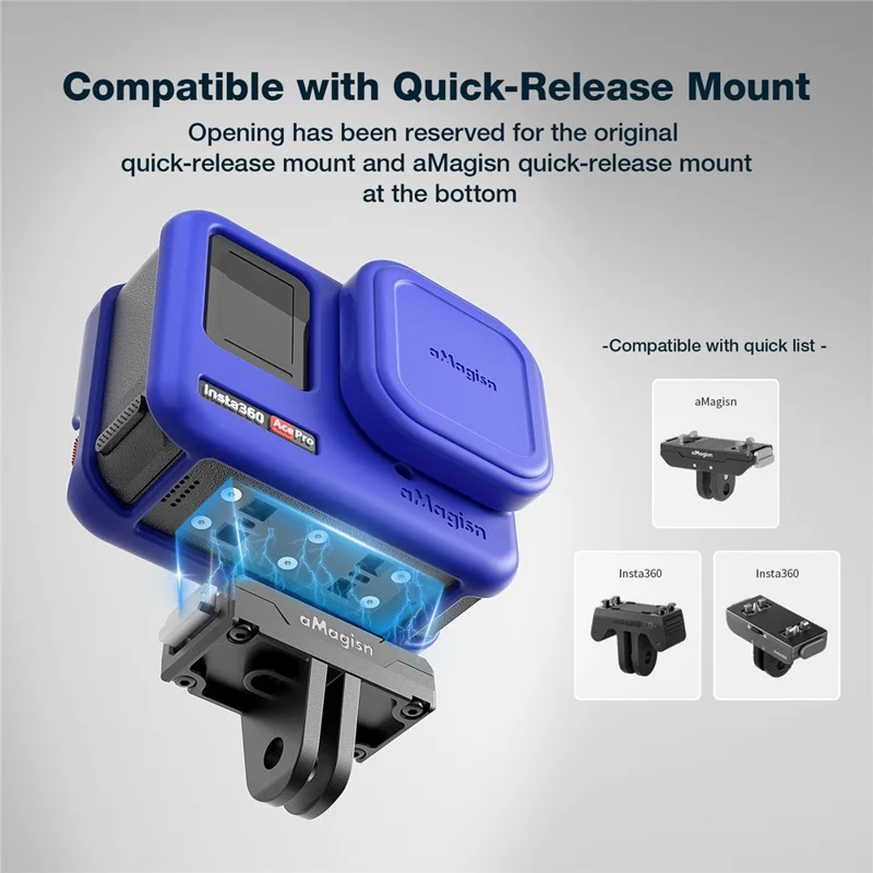 AMAGISN For Insta360 Ace Pro Action Camera Silicone Case Anti-scratch Protective Cover with 2 Straps - Black / for Insta360 Ace Pro