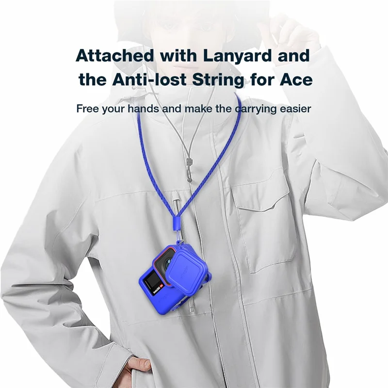 AMAGISN For Insta360 Ace Pro Action Camera Silicone Case Anti-scratch Protective Cover with 2 Straps - Black / for Insta360 Ace Pro