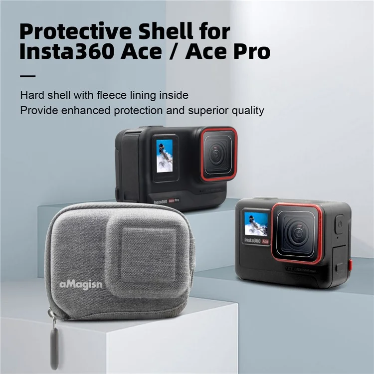 AMAGISN Para Insta360 Ace Pro / Ace Carregando Case EVA+Cloth Camera Storage Bag