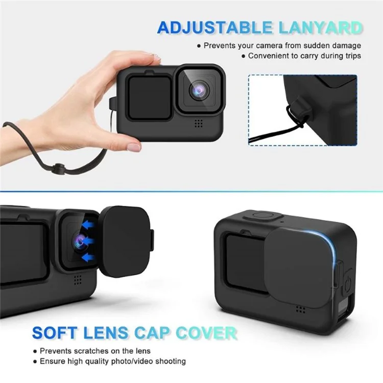 2 Sets Tempered Glass Film for GoPro Hero 9 / 10 / 11 / 12 Action Camera + Silicone Case