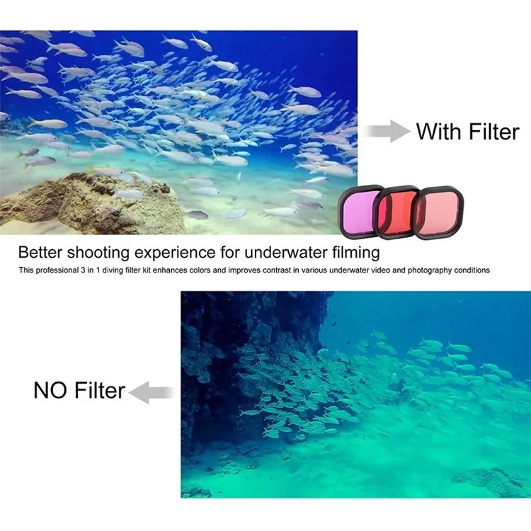 Accessories Kit for GoPro Hero 12 11 10 9 Waterproof Housing Tempered Glass Flim Filters