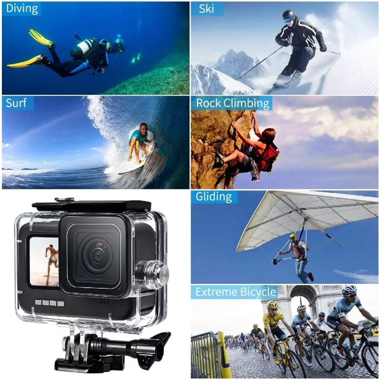 Accessories Kit for GoPro Hero 12 11 10 9 Waterproof Housing Tempered Glass Flim Filters