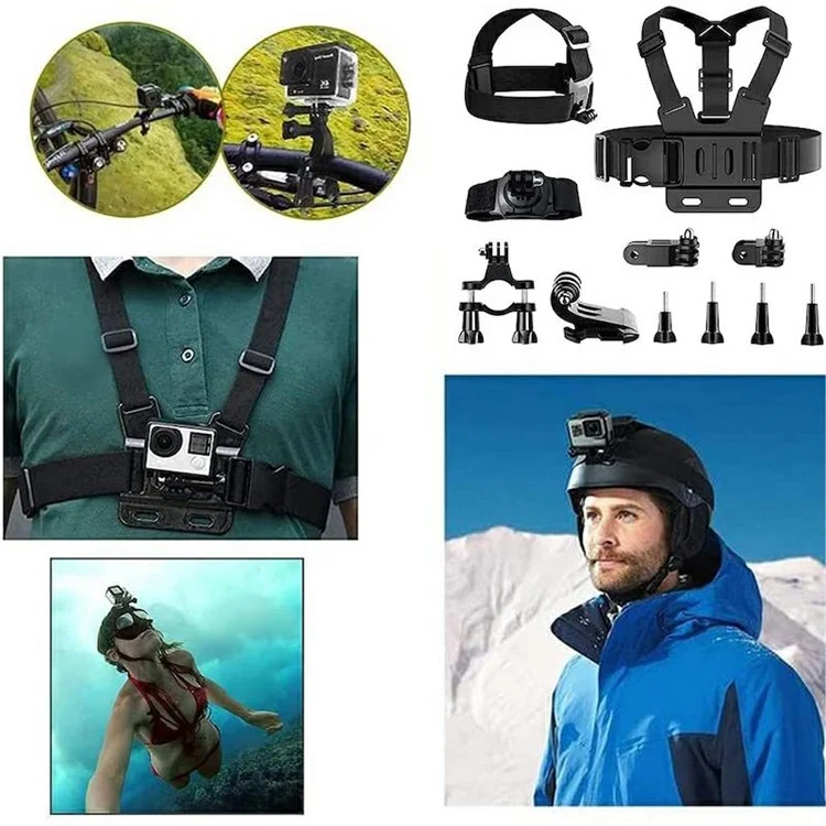 11-in-1 universelles Brustgurthalterung-Kopfhalterung-Outdoor-Kit-Set für Action-Kameras