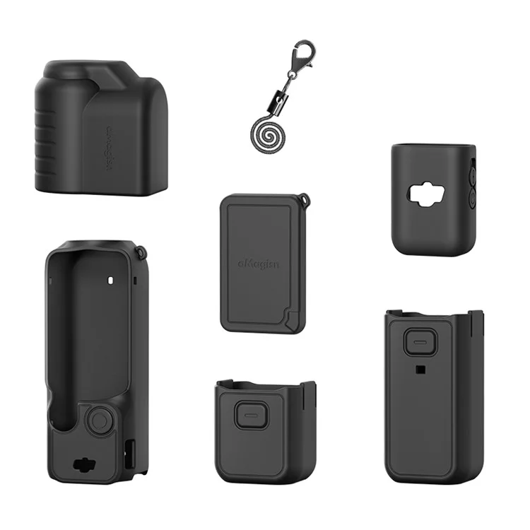 AMAGISN Silikon-Schutzhülle für DJI Osmo Pocket 3 Action Camera Zubehör-Kit - Schwarz
