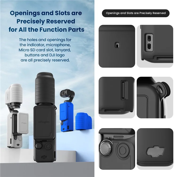 AMAGISN Silikon-Schutzhülle für DJI Osmo Pocket 3 Action Camera Zubehör-Kit - Schwarz