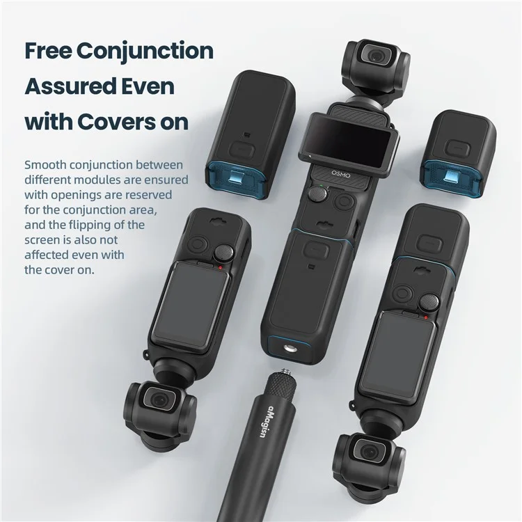 AMAGISN Silikon-Schutzhülle für DJI Osmo Pocket 3 Action Camera Zubehör-Kit - Schwarz