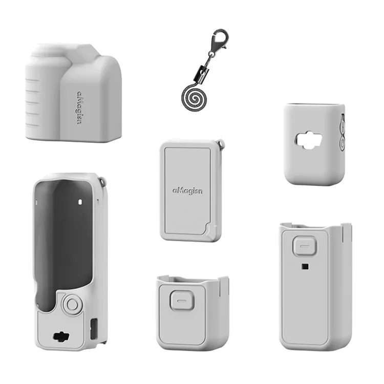 AMAGISN Étui de protection en silicone pour DJI Osmo Pocket 3 Action Camera Accessories Kit - Gris