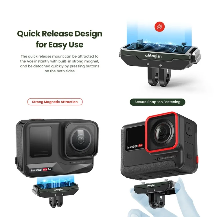 AMAGISN Metal Magnetic Quick Release Adapter für Insta360 Ace Pro / Ace Action Camera Mount