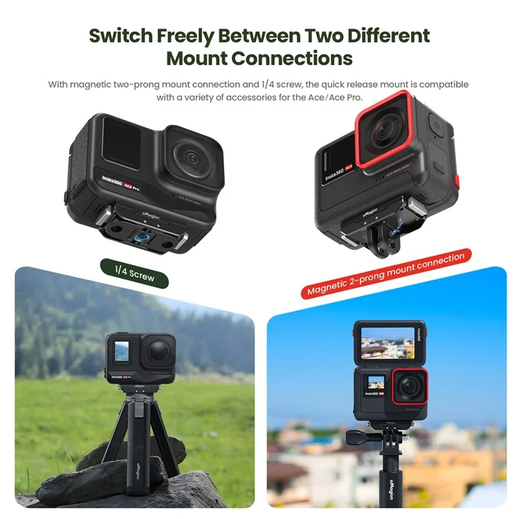 AMAGISN Metal Magnetic Quick Release Adapter für Insta360 Ace Pro / Ace Action Camera Mount
