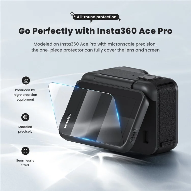 AMAGISN 2 Sets für Insta360 Ace Pro Gehärtetes Glas-Bildschirmschutzfolien-Set - Vorder- / Rückseite / Linsenfilm