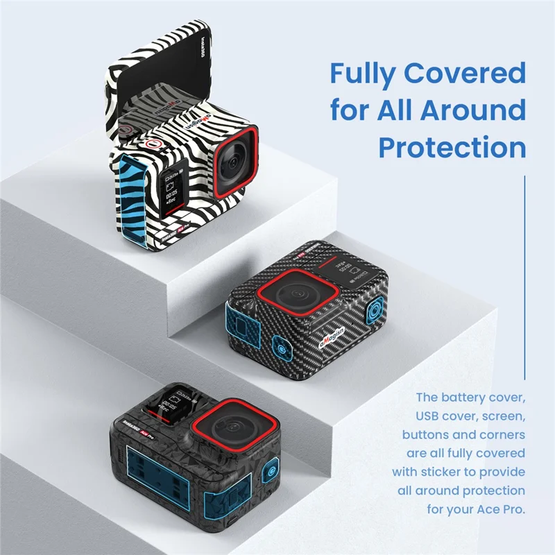 AMAGISN Camera Sticker for Insta360 Ace Pro Anti-scratch Protective Skin - Carbon Fiber