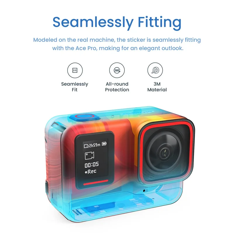 AMAGISN Camera Sticker for Insta360 Ace Pro Anti-scratch Protective Skin - Carbon Fiber