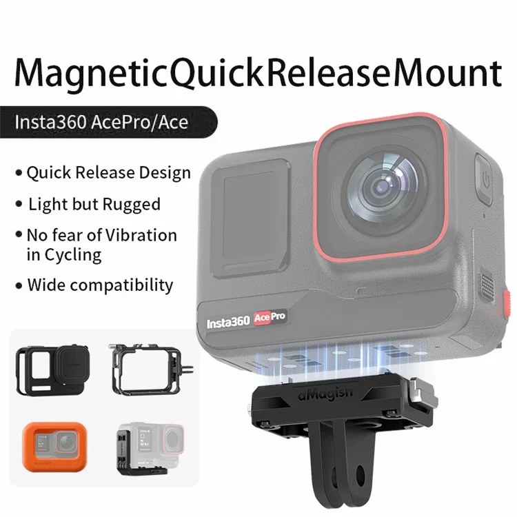 AMAGISN Magnetischer Schnellverschlussadapter für Insta360 Ace Pro / Ace Action Plastic Camera Mount