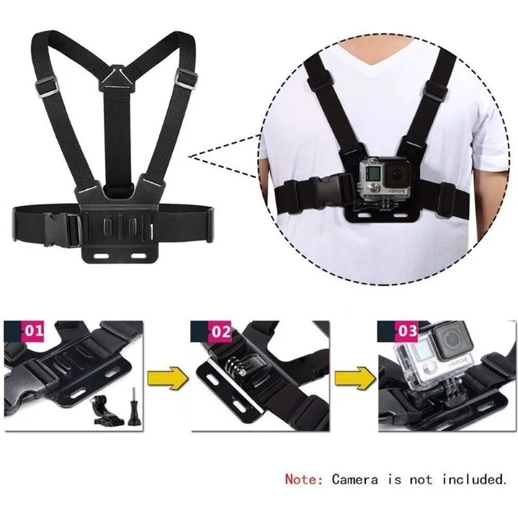 Kit de Accesorios 5-en-1 Para la Cámara de Héroe GoPro Hero Piezas de Buceo de Ciclismo al Aire Libre Con Correa Para el Pecho, Correa Para la Cabeza, Agarre Flotante