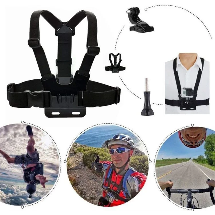 Kit de Accesorios 5-en-1 Para la Cámara de Héroe GoPro Hero Piezas de Buceo de Ciclismo al Aire Libre Con Correa Para el Pecho, Correa Para la Cabeza, Agarre Flotante